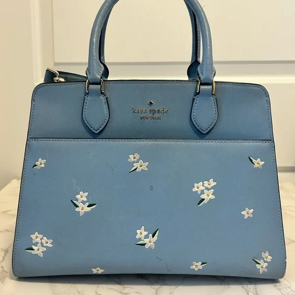 Kate Spade Light Blue Floral Satchel - Picture 1 of 4